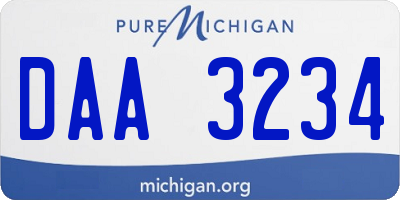 MI license plate DAA3234