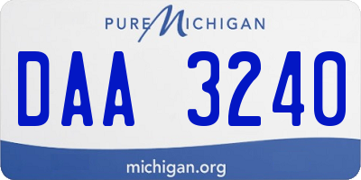MI license plate DAA3240