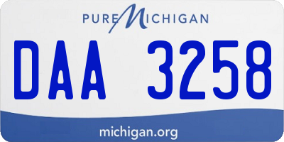 MI license plate DAA3258