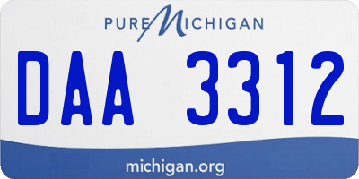 MI license plate DAA3312