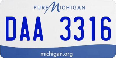 MI license plate DAA3316