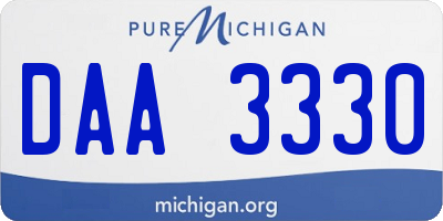 MI license plate DAA3330