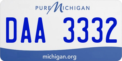 MI license plate DAA3332