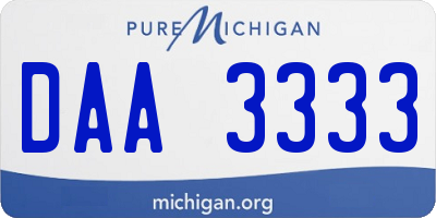 MI license plate DAA3333