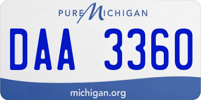 MI license plate DAA3360