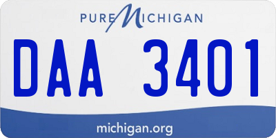 MI license plate DAA3401