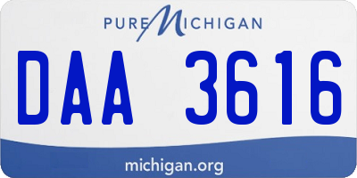 MI license plate DAA3616