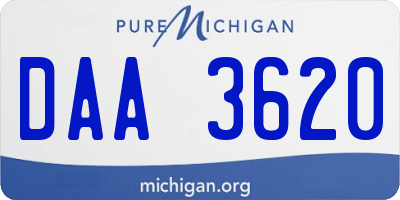 MI license plate DAA3620