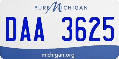 MI license plate DAA3625