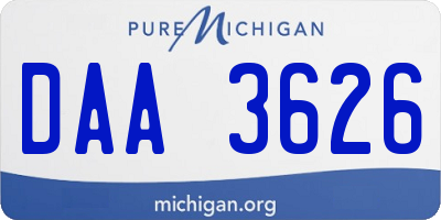 MI license plate DAA3626