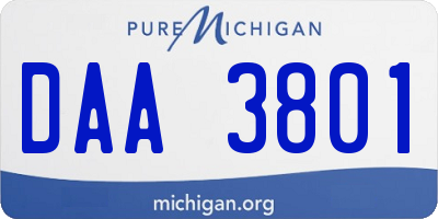 MI license plate DAA3801