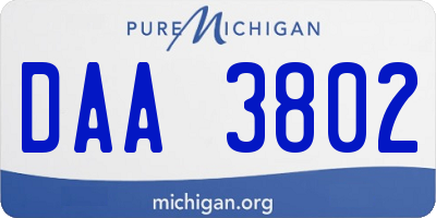 MI license plate DAA3802