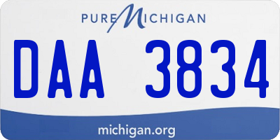 MI license plate DAA3834