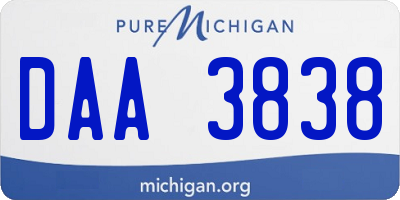 MI license plate DAA3838