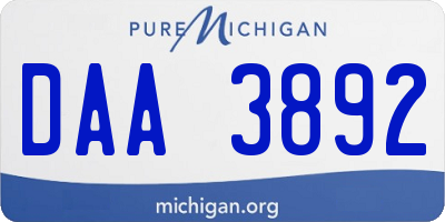 MI license plate DAA3892