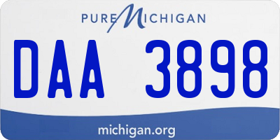 MI license plate DAA3898