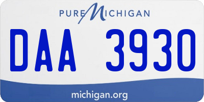 MI license plate DAA3930