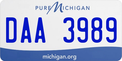 MI license plate DAA3989