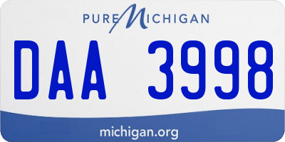 MI license plate DAA3998