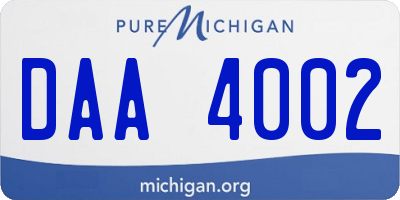 MI license plate DAA4002