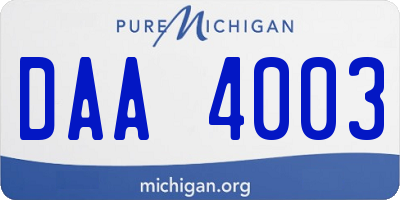 MI license plate DAA4003