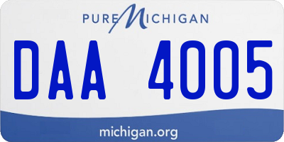 MI license plate DAA4005