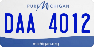 MI license plate DAA4012