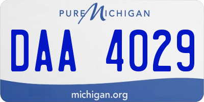 MI license plate DAA4029