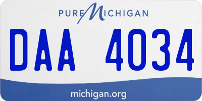 MI license plate DAA4034