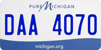 MI license plate DAA4070