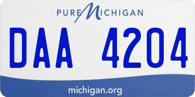 MI license plate DAA4204