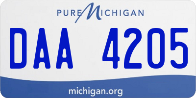 MI license plate DAA4205