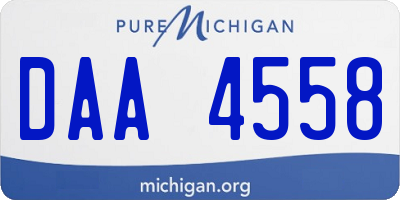 MI license plate DAA4558