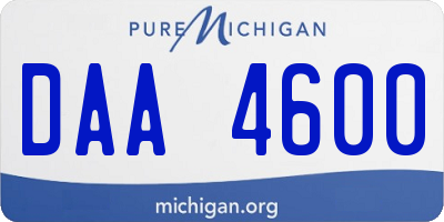 MI license plate DAA4600