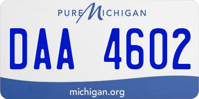 MI license plate DAA4602