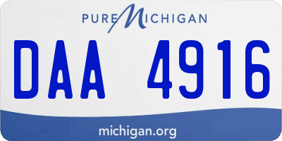 MI license plate DAA4916