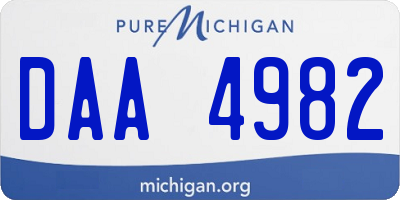 MI license plate DAA4982