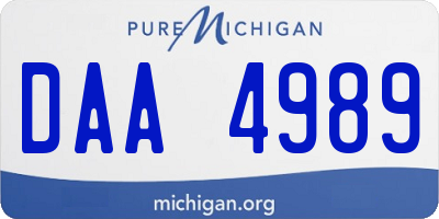 MI license plate DAA4989