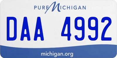 MI license plate DAA4992