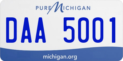 MI license plate DAA5001