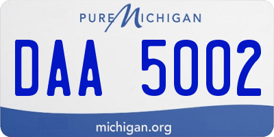 MI license plate DAA5002