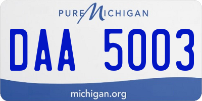 MI license plate DAA5003