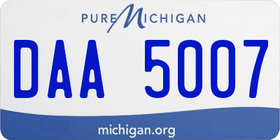 MI license plate DAA5007