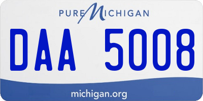 MI license plate DAA5008