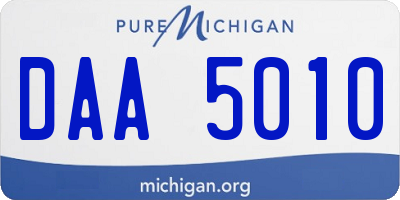 MI license plate DAA5010