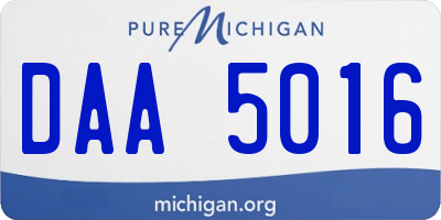 MI license plate DAA5016
