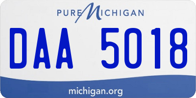 MI license plate DAA5018