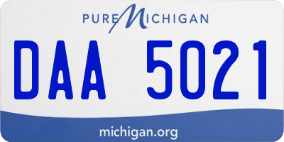 MI license plate DAA5021