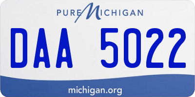 MI license plate DAA5022