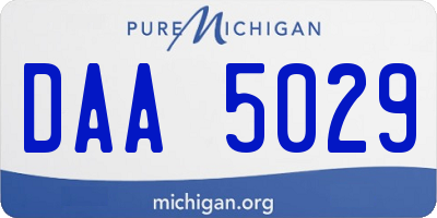 MI license plate DAA5029